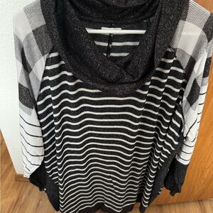 Maurices Black and White Cowl Neck knit top